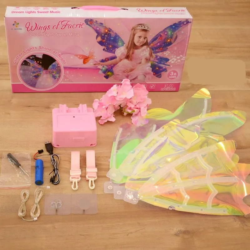 Rechargeable Cute Butterfly Fairy Wings With Light & Music