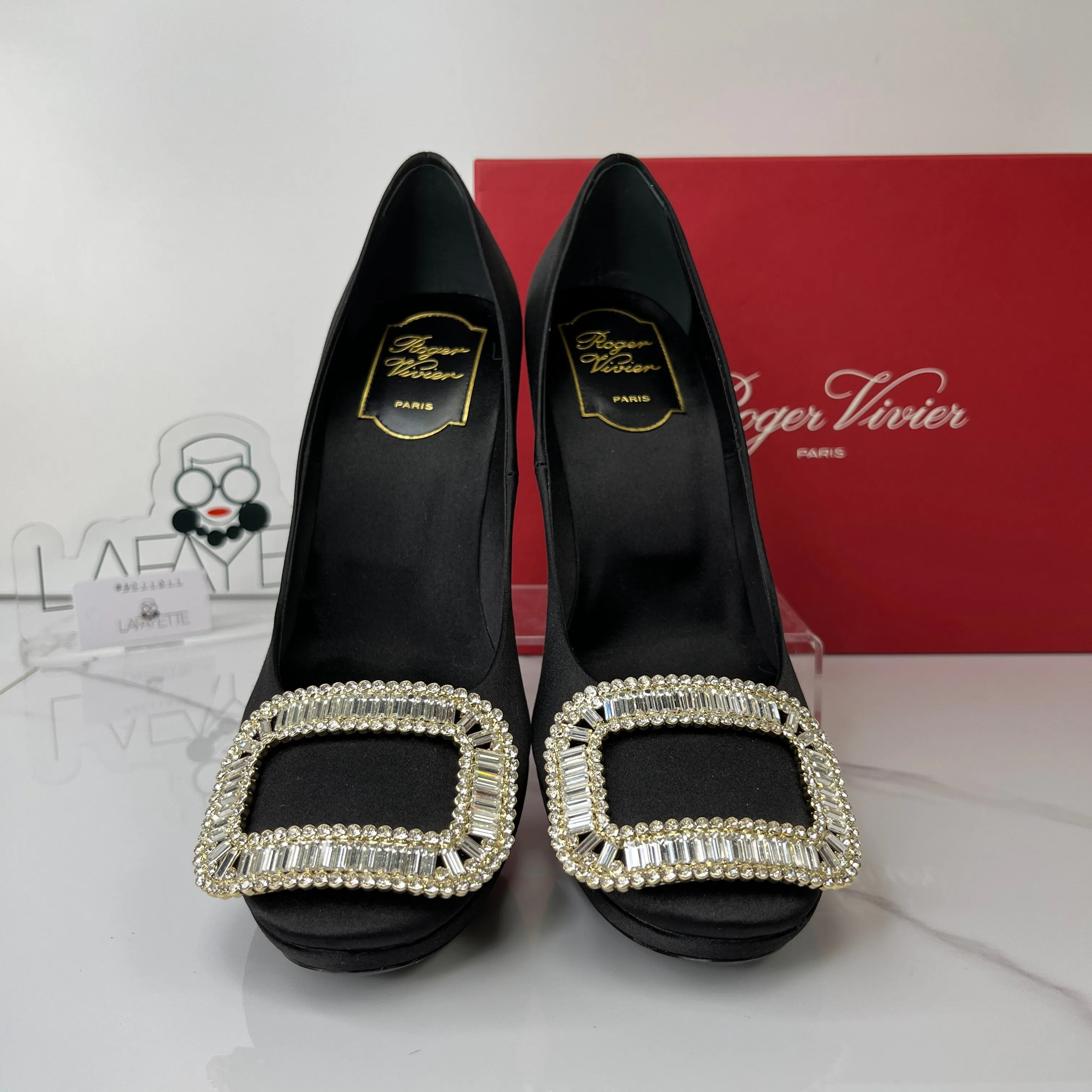 Roger Vivier Crystal Embellished Satin Platform Pumps - Size 37