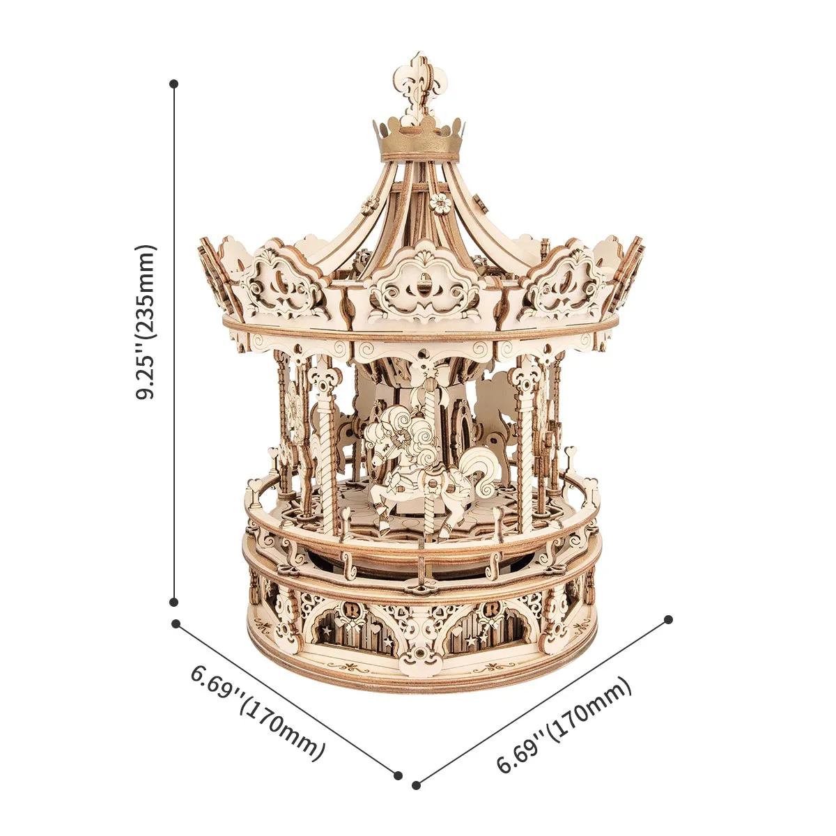 ROKR Romantic Carousel  Mechanical Music Box 3D Wooden Puzzle AMK62