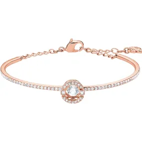 SPARKLING DANCE BANGLE, WHITE, ROSE-GOLD TONE PLATED