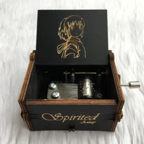 Spirited Away Engraved Wooden Music Box: Immerse in Enchantment with Sleek Black Elegance