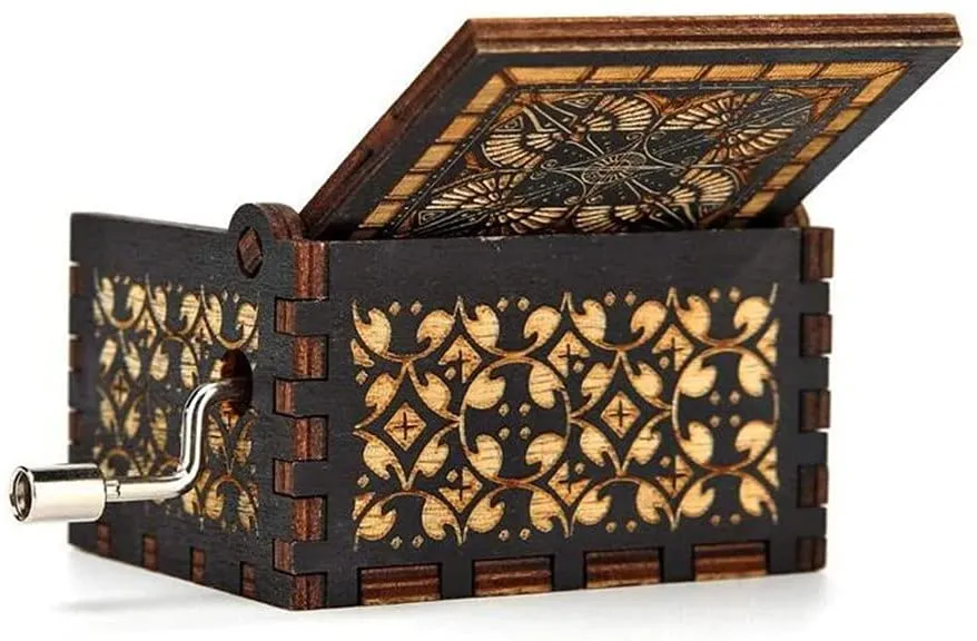 Spirited Away Engraved Wooden Music Box: Immerse in Enchantment with Sleek Black Elegance