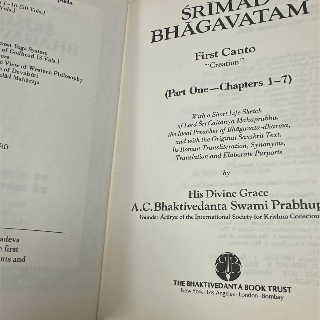 Srimad Bhagavatam first canto part one, fancy binding -  books