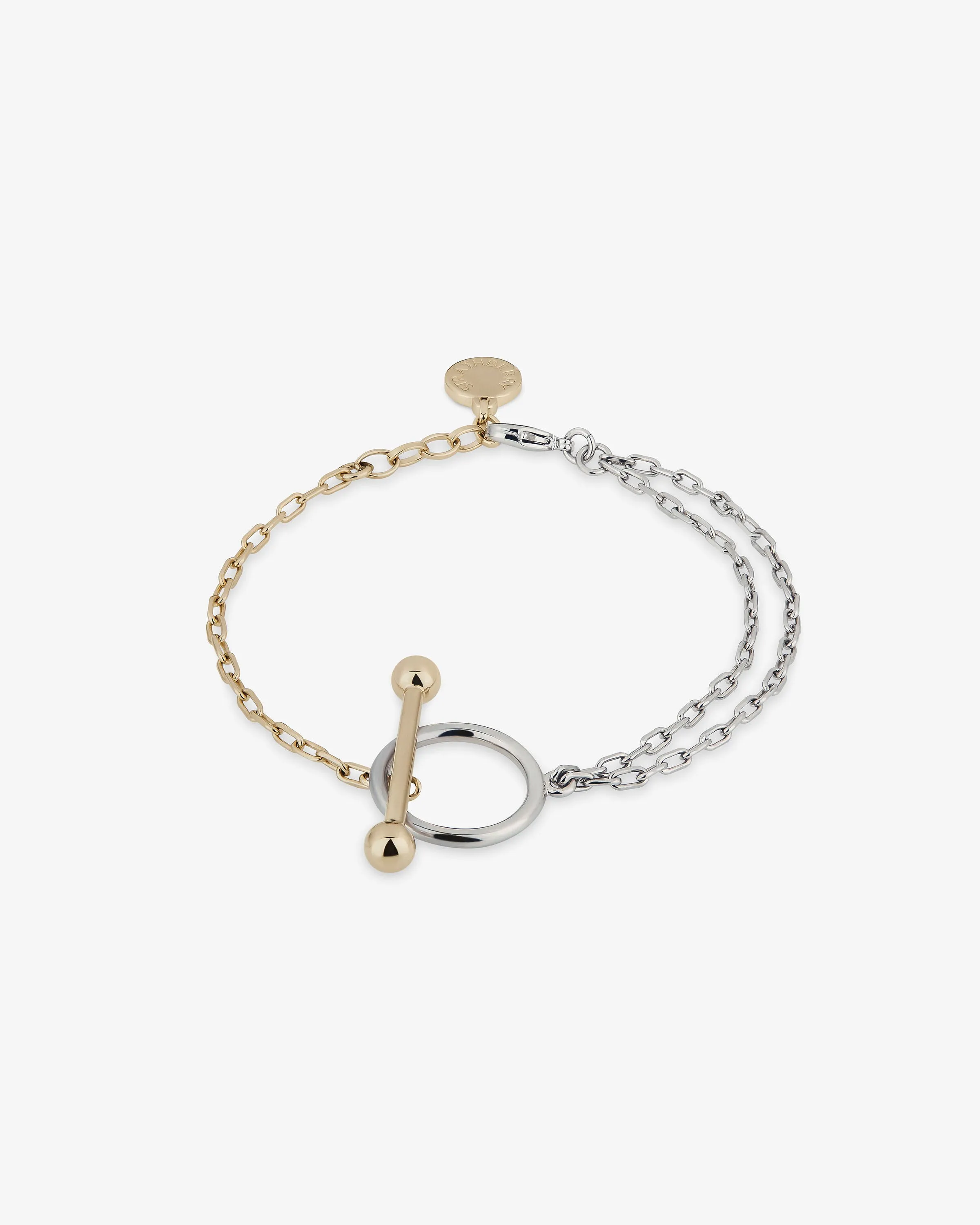 T Bar Dual Chain Bracelet - Gold/Silver