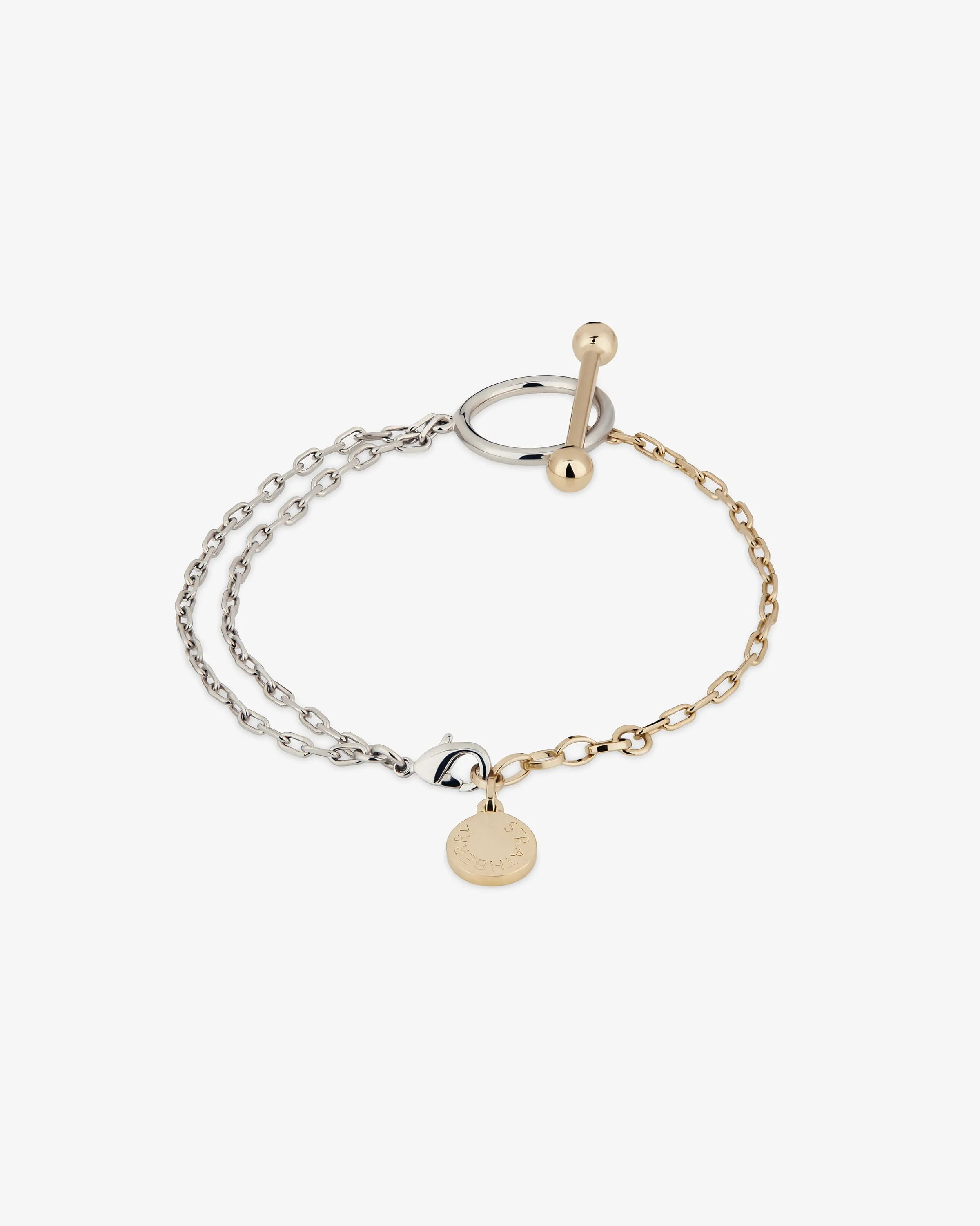 T Bar Dual Chain Bracelet - Gold/Silver