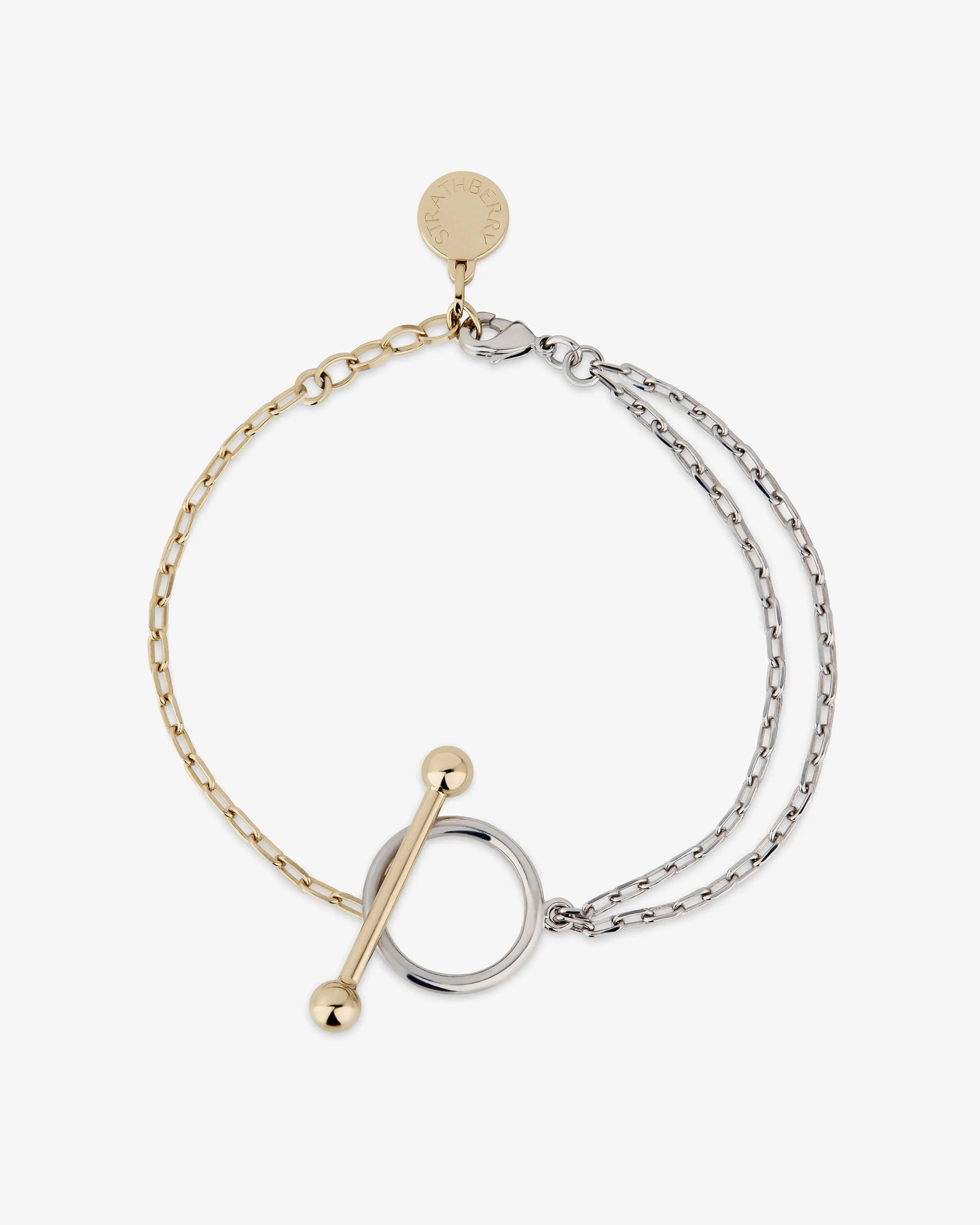 T Bar Dual Chain Bracelet - Gold/Silver