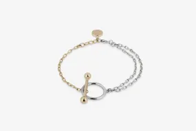 T Bar Dual Chain Bracelet - Gold/Silver