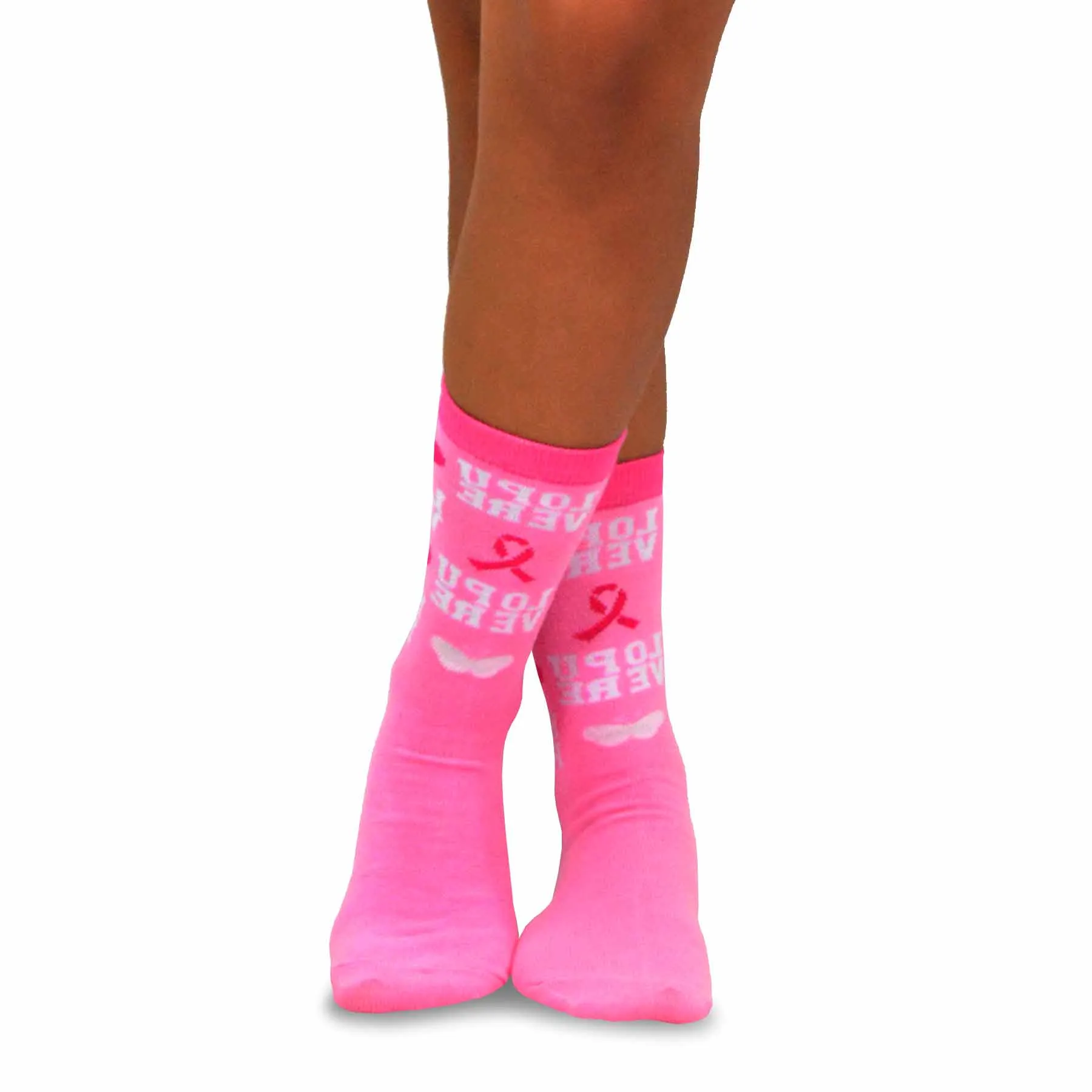 TeeHee Socks Women's Pink Ribbon 2 Crew 12-Pack Gift Box(12036)