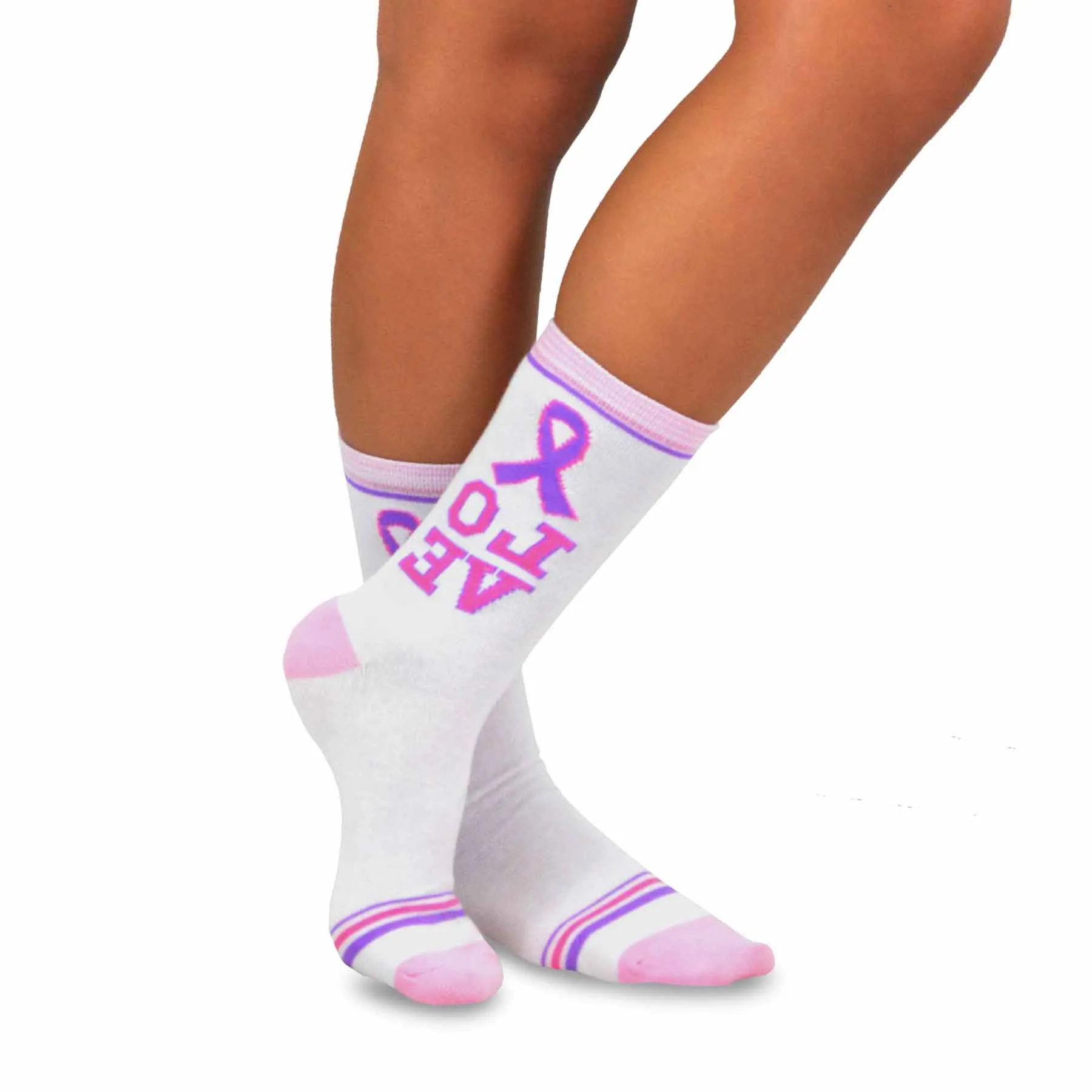 TeeHee Socks Women's Pink Ribbon 2 Crew 12-Pack Gift Box(12036)