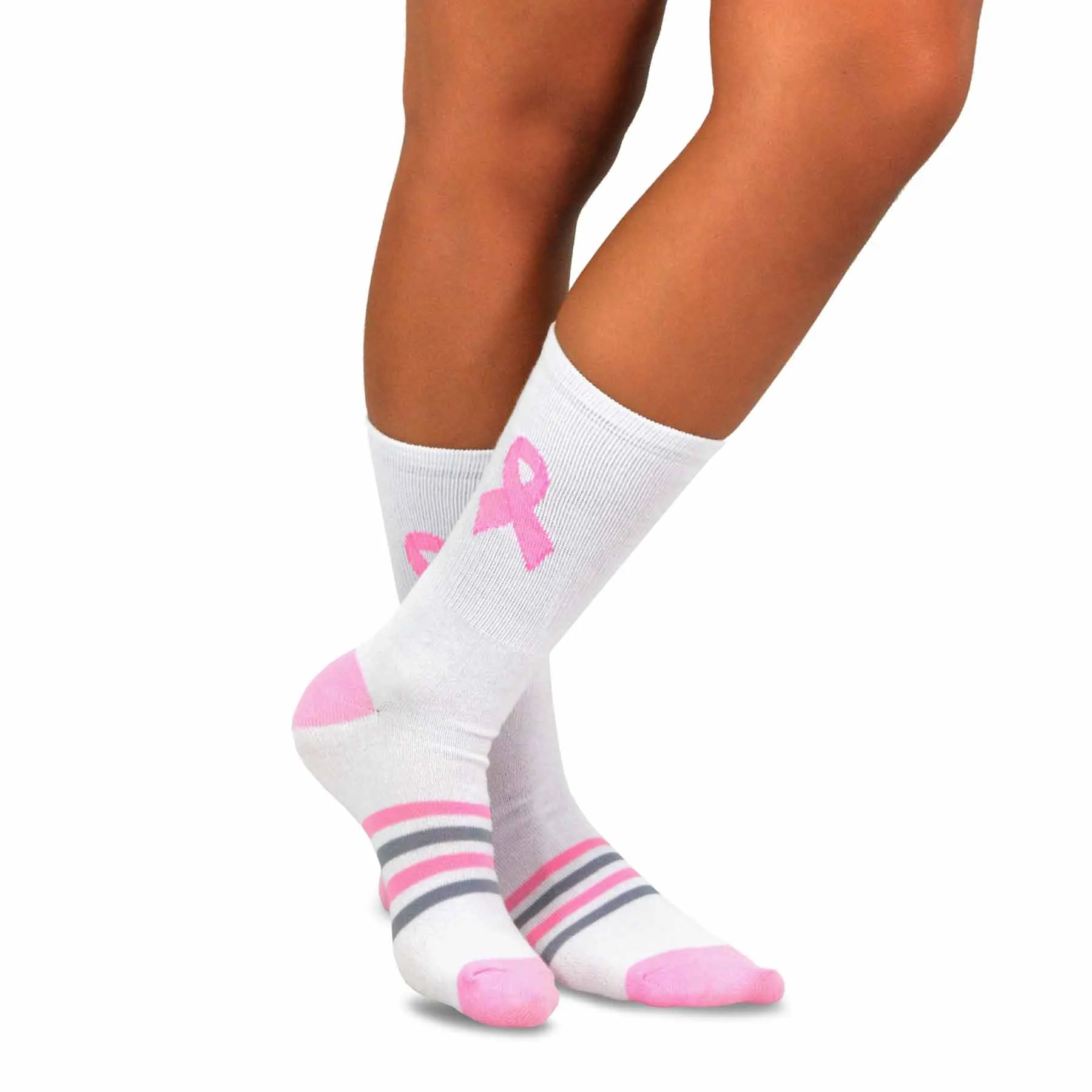 TeeHee Socks Women's Pink Ribbon 2 Crew 12-Pack Gift Box(12036)