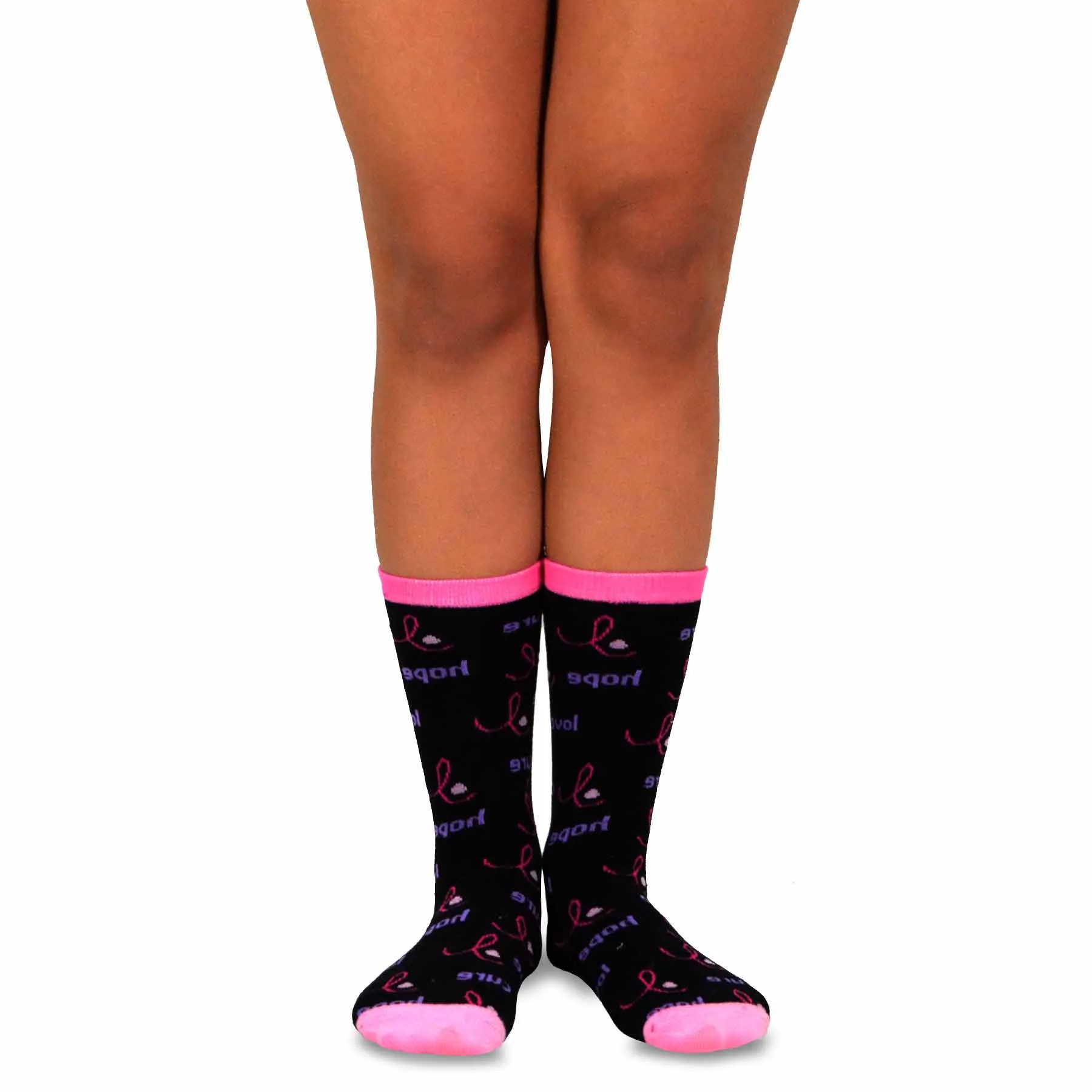 TeeHee Socks Women's Pink Ribbon 2 Crew 12-Pack Gift Box(12036)