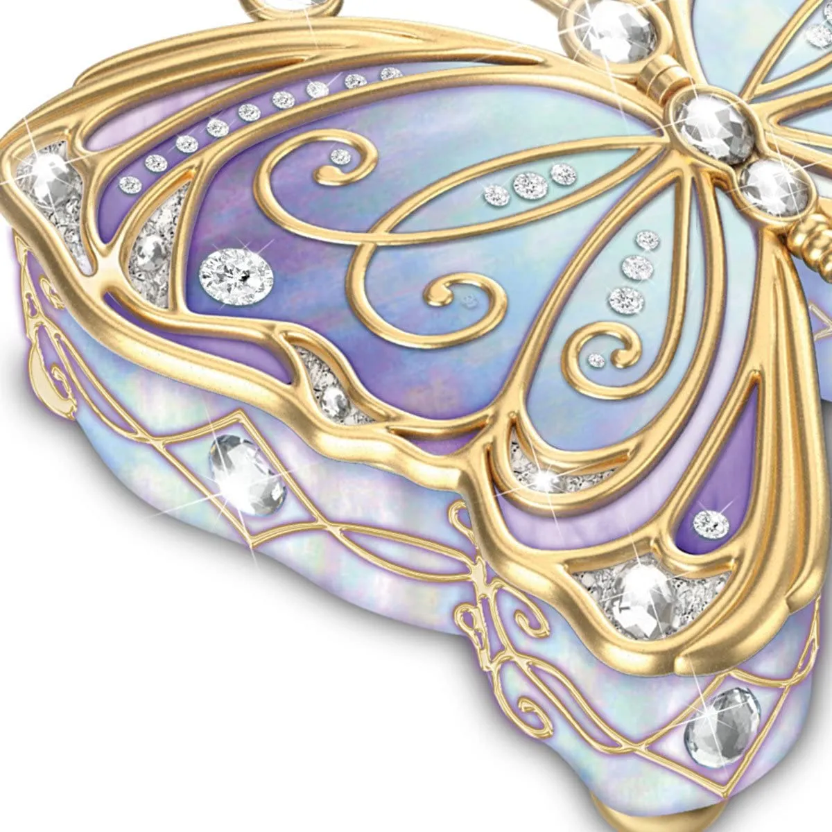 The Bradford Exchange Butterfly Heirloom Porcelain Collectible Music Box with Velvet Lined Storage