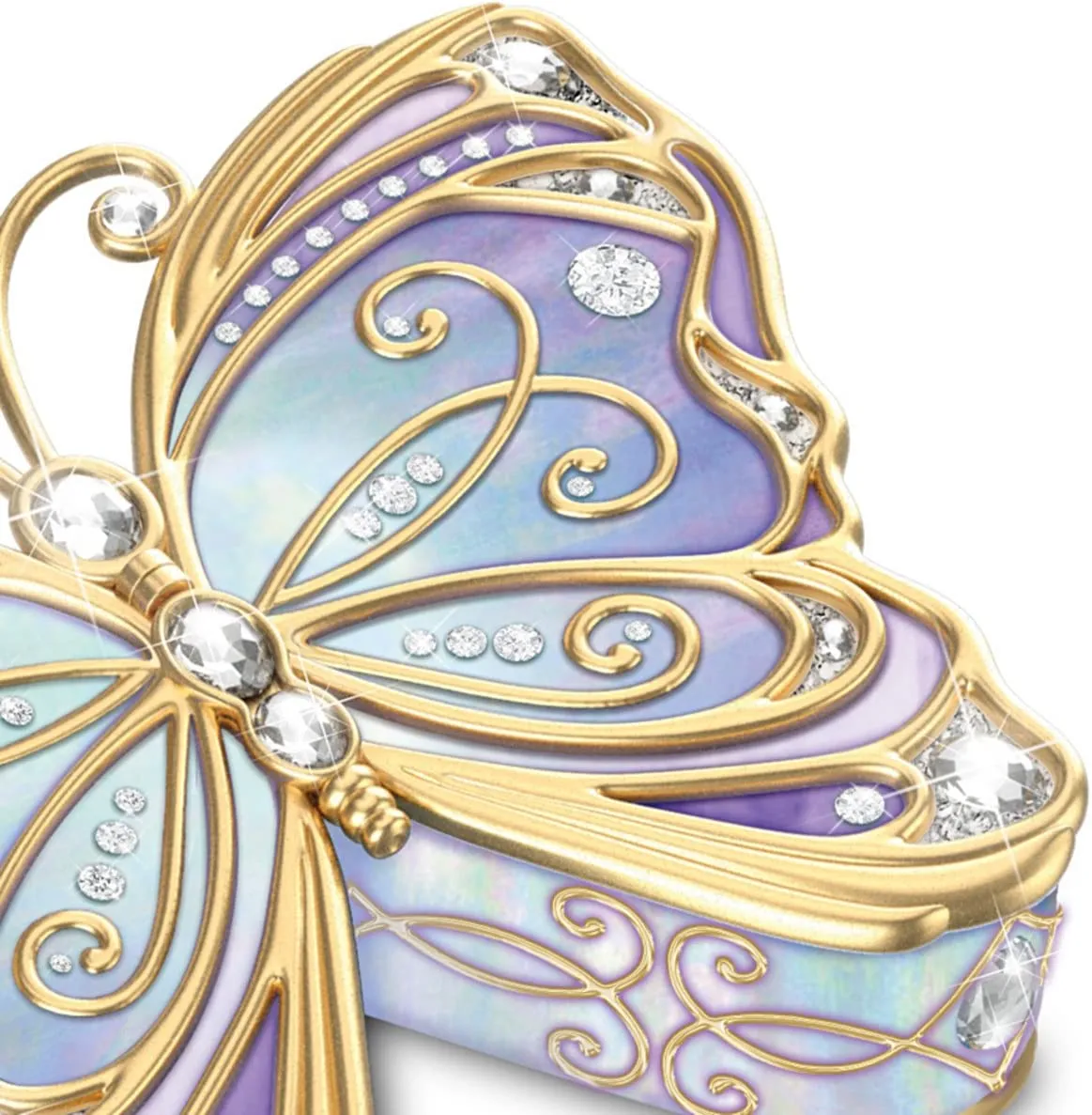 The Bradford Exchange Butterfly Heirloom Porcelain Collectible Music Box with Velvet Lined Storage