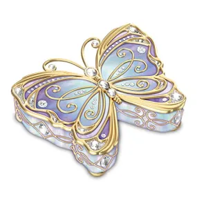 The Bradford Exchange Butterfly Heirloom Porcelain Collectible Music Box with Velvet Lined Storage