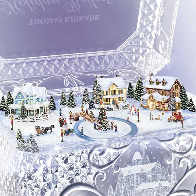 The Bradford Exchange "Holiday Reflections" Genuine Crystal Music Box by Thomas Kinkade 6-inches Wide