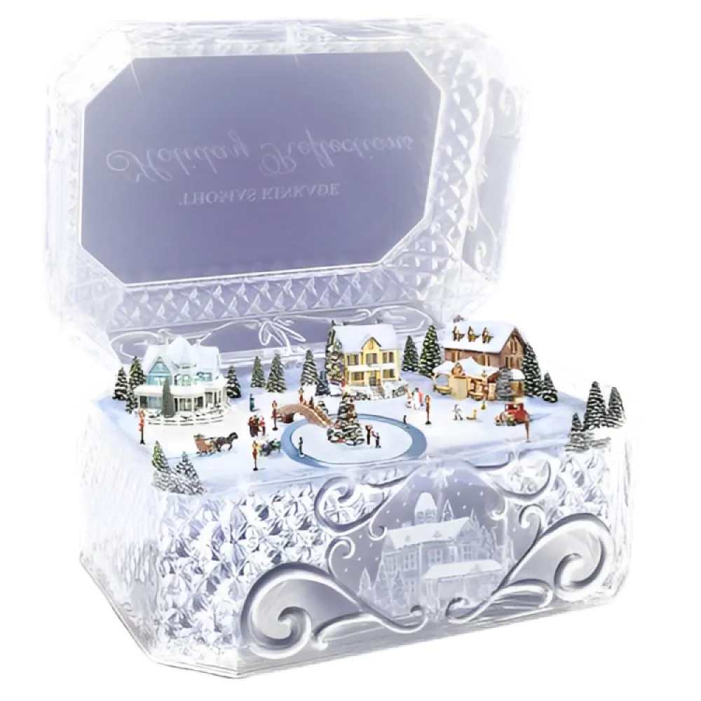 The Bradford Exchange "Holiday Reflections" Genuine Crystal Music Box by Thomas Kinkade 6-inches Wide