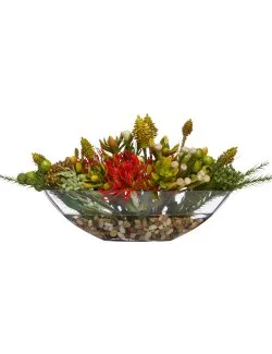 Tropical Blooms Yacht Silks Low Centerpiece Arrangement