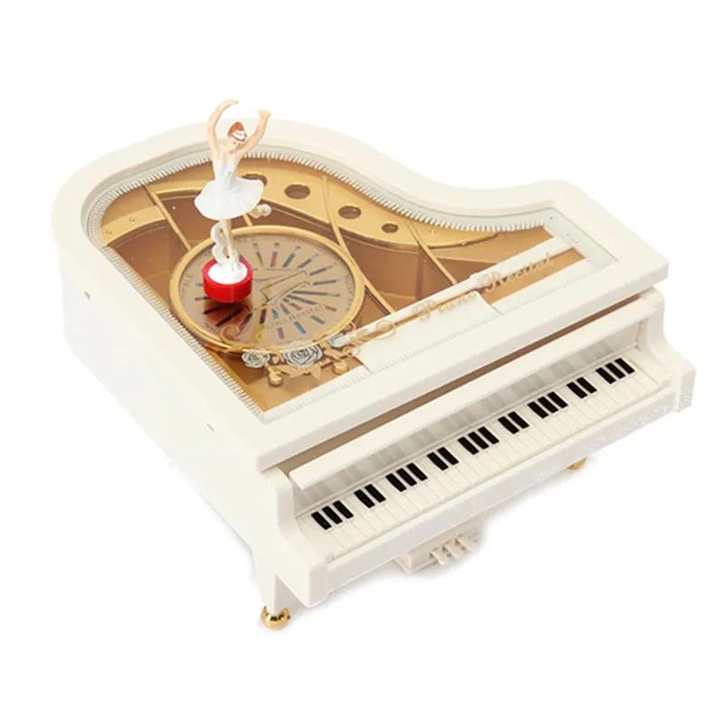 White Ballerina Piano Music Box