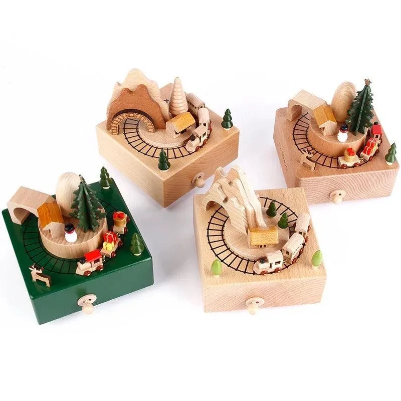 Wooden Music Box & Train | Christmas Carousel