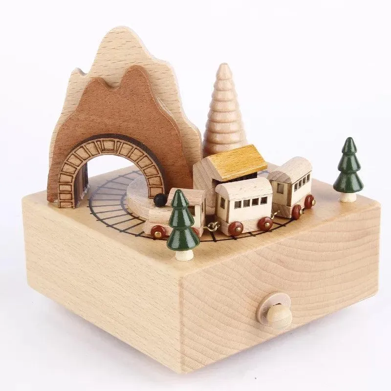 Wooden Music Box & Train | Christmas Carousel