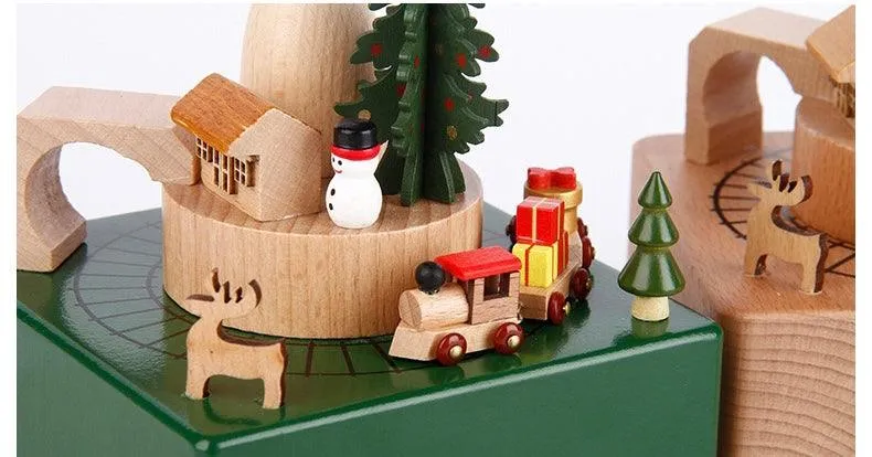 Wooden Music Box & Train | Christmas Carousel