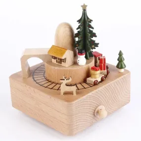 Wooden Music Box & Train | Christmas Carousel