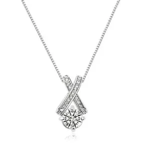 XO White Gold Crystal Pendant Necklace